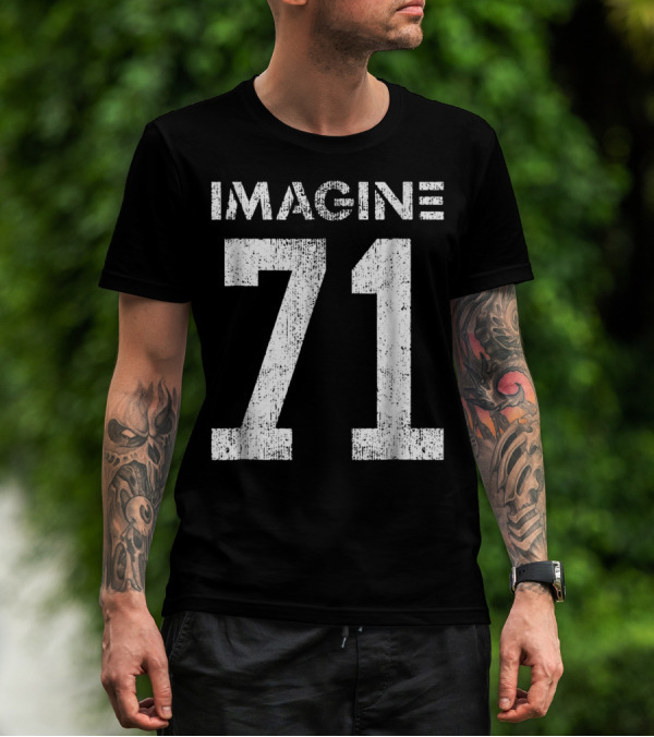 IMAGINE 71 Mens White Retro Style Shirt Sportswear T-Shirt
