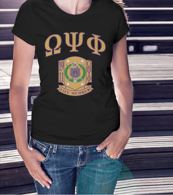 Omega Psi Phi Fraternity Inc 1911 Life Member Crest T-Shirt