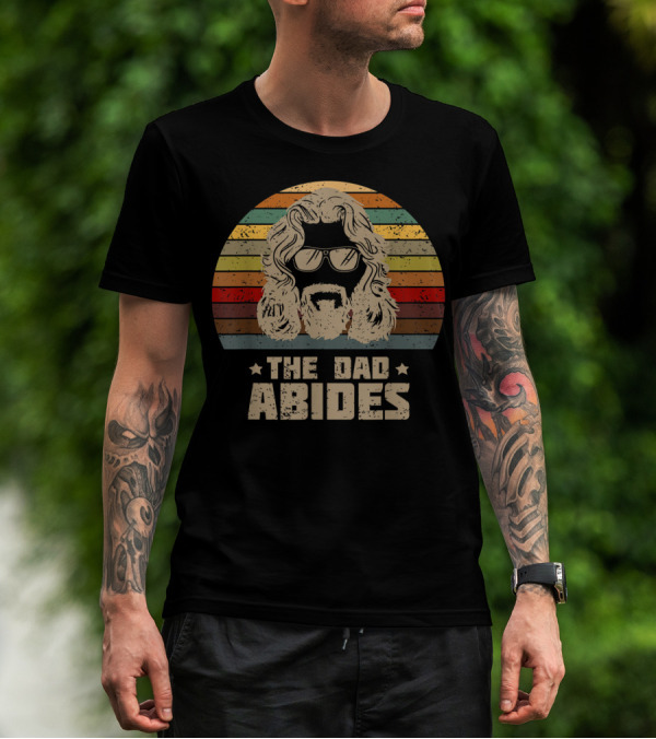The Dad Abides Retro Vintage Style Dad Icon With Sunglasses And Beard T-Shirt