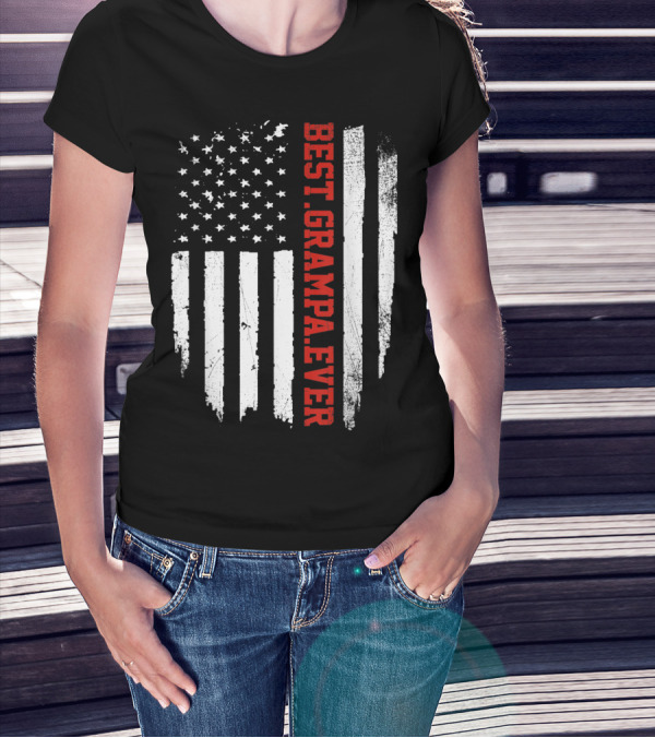 Best Grampa Ever Vintage USA Flag American T-Shirt
