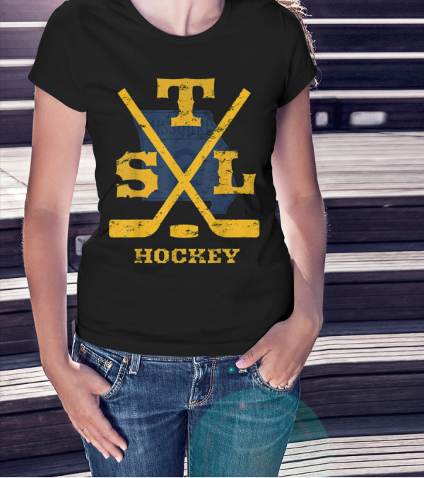 Distressed St Louis Missouri STL Hockey Sticks T-Shirt
