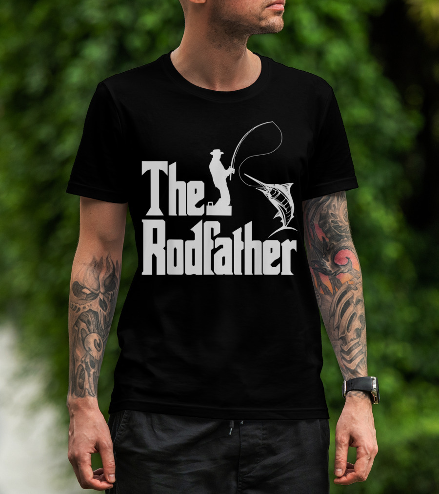 The Rodfather Funny Fishing Fishermen Marlin Iconic Reference T-Shirt