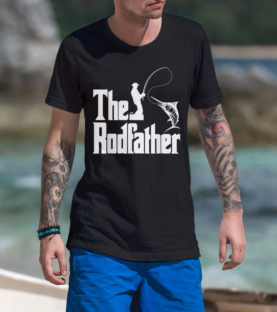 The Rodfather Funny Fishing Fishermen Marlin Iconic Reference T-Shirt