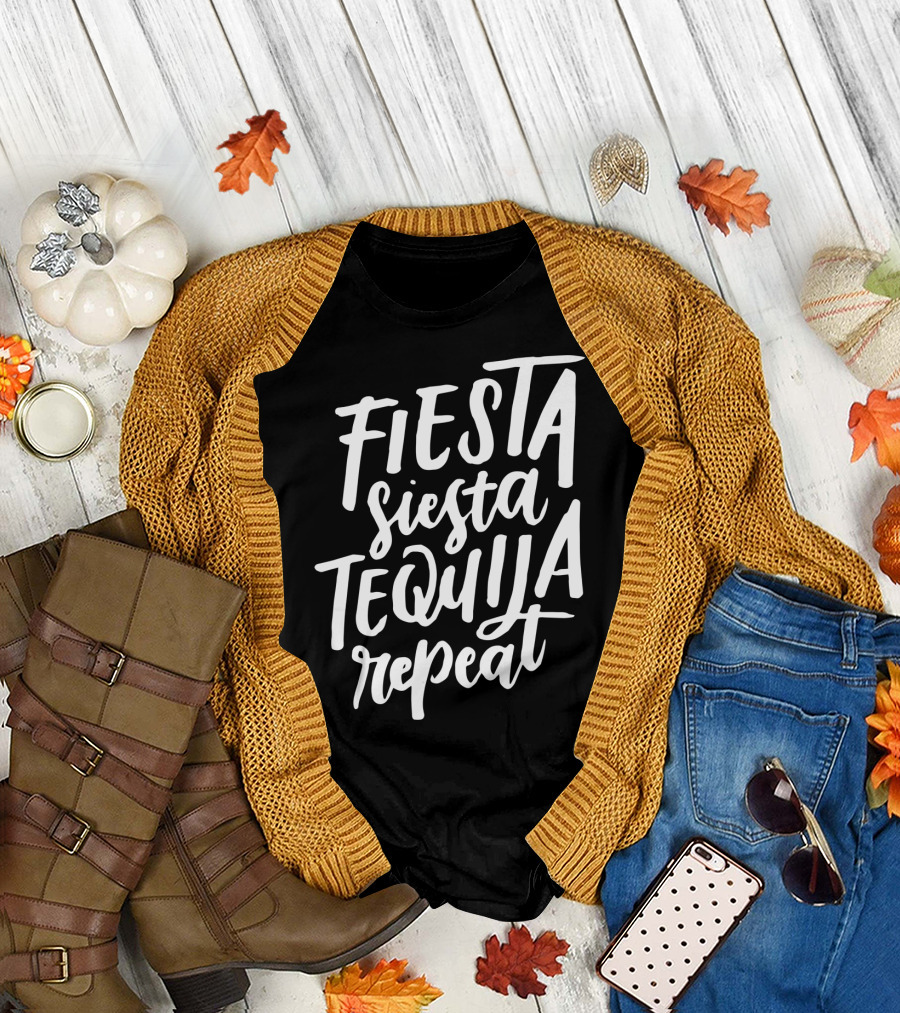 Fiesta Siesta Tequila Repeat Mexican Cinco de Mayo T-Shirt