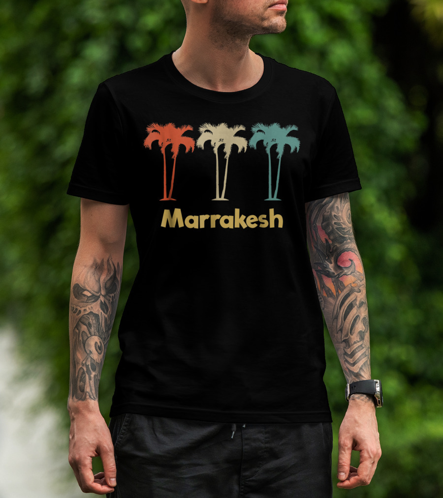 Marrakesh Morocco Vintage Vacation Palm Trees T-Shirt