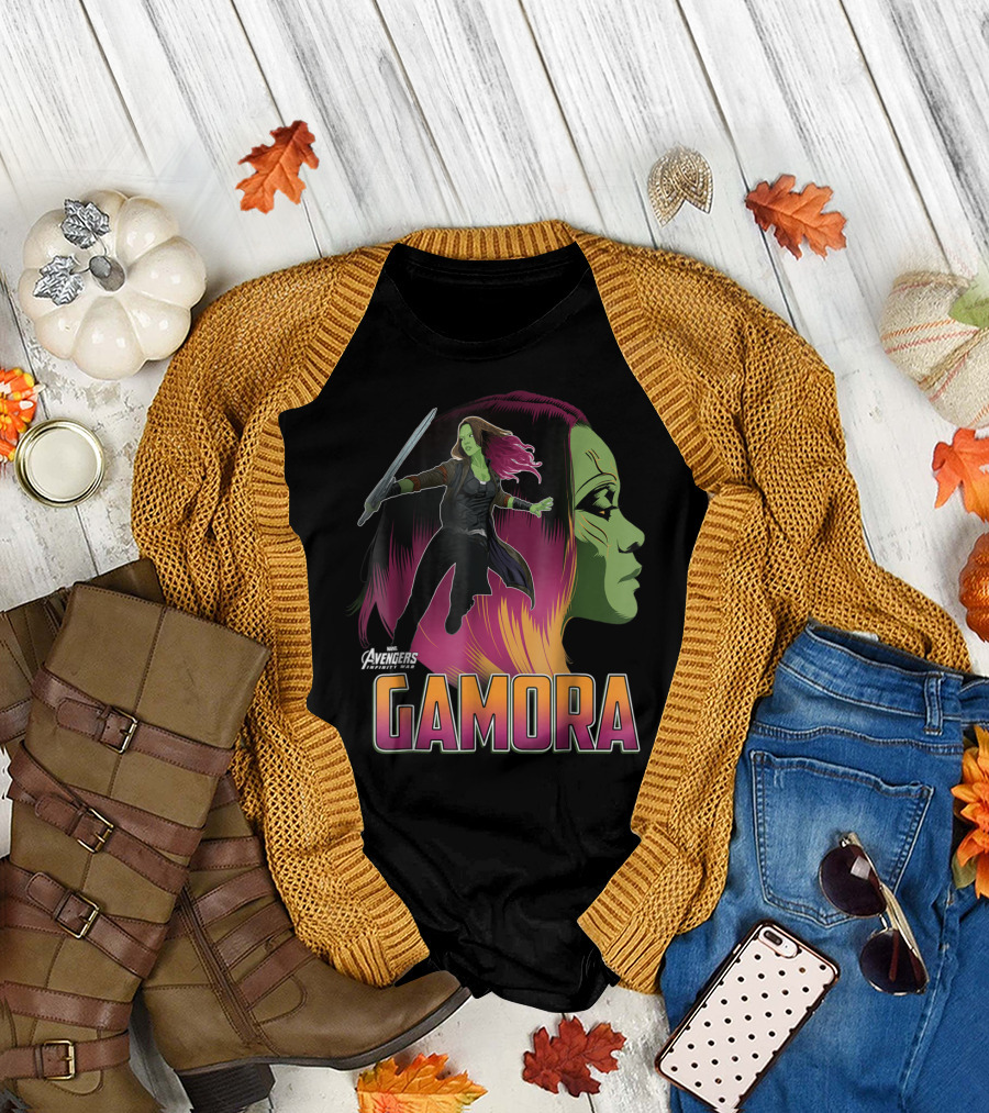 Avengers Infinity War Gamora Profile and Action Pose T-Shirt