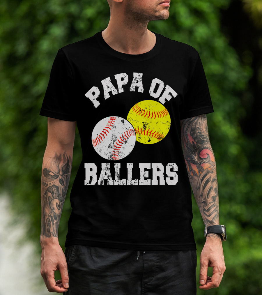 Papa Of Ballers Baseball Softball T-Shirt