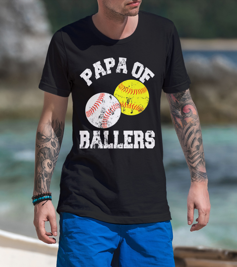 Papa Of Ballers Baseball Softball T-Shirt