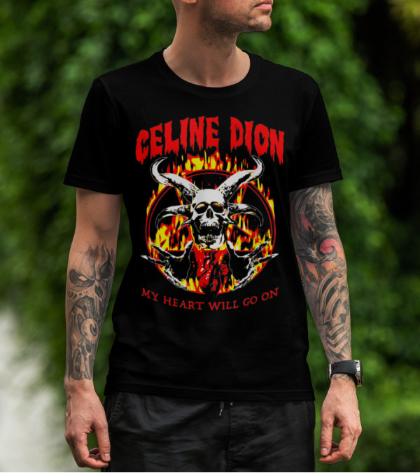 Celine Dion My Heart Will Go On Skull Fire T-Shirt