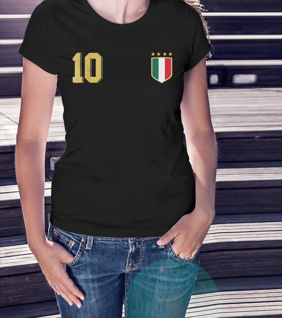 Italia Retro Soccer Jersey Italy Football 10 Crest Stars T-Shirt