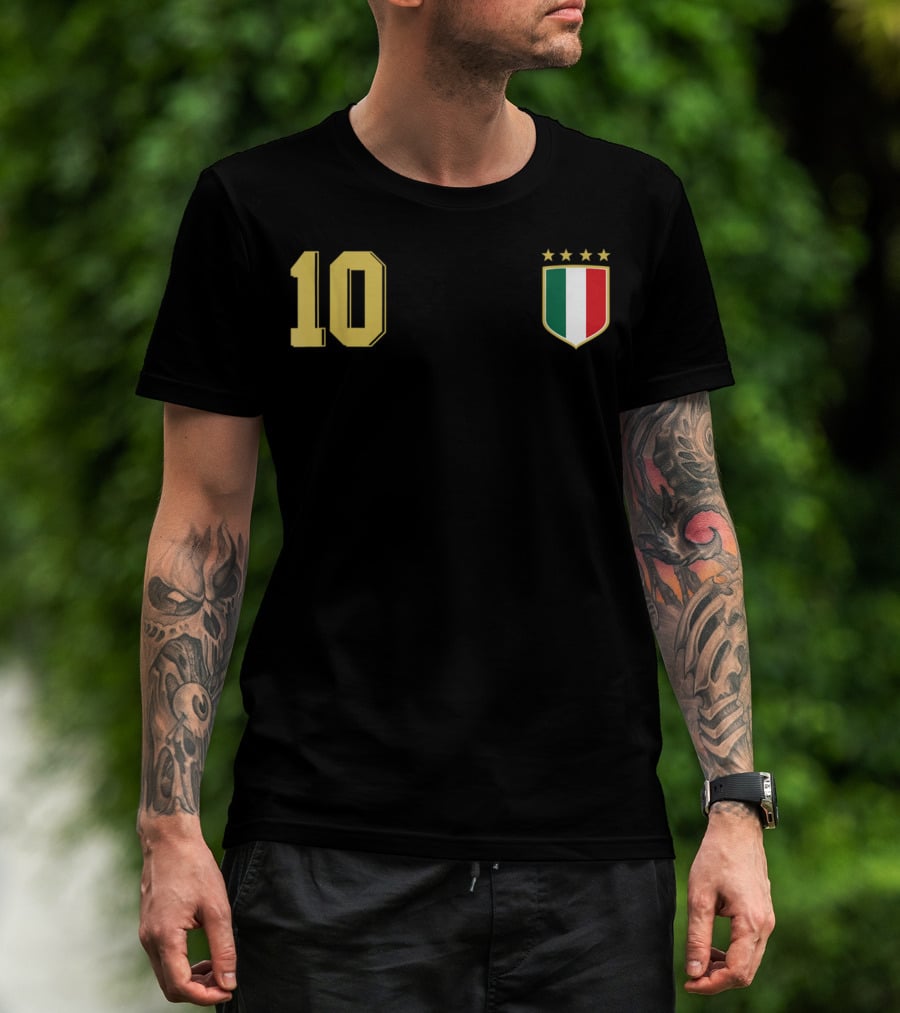 Italia Retro Soccer Jersey Italy Football 10 Crest Stars T-Shirt