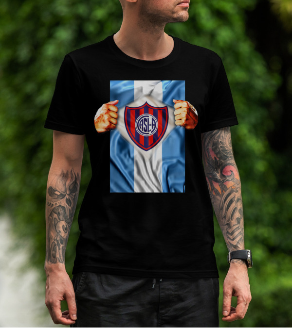 San Lorenzo Heartbeat ASL De Football Soccer Fans Logo Emblem T-Shirt