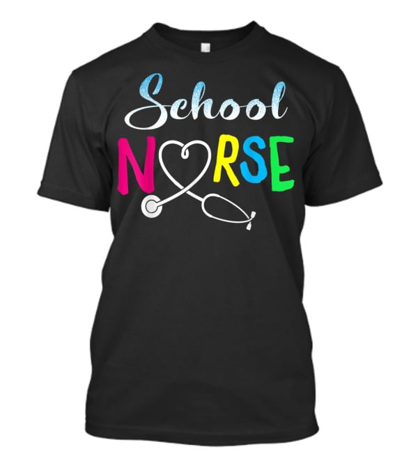 School Nurse Love Stethoscope Heart Nursing T-Shirt