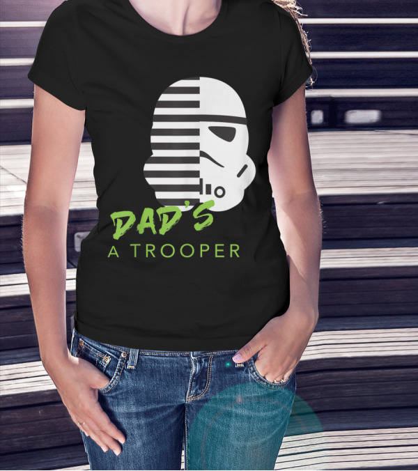 Star Wars Stormtrooper Dad's A Trooper Black And White Helmet T-Shirt