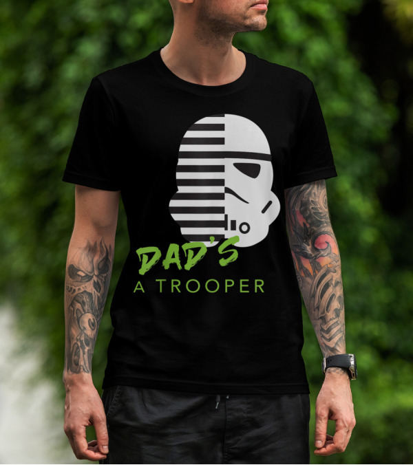Star Wars Stormtrooper Dad's A Trooper Black And White Helmet T-Shirt