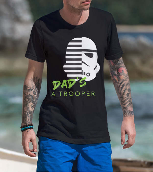 Star Wars Stormtrooper Dad's A Trooper Black And White Helmet T-Shirt