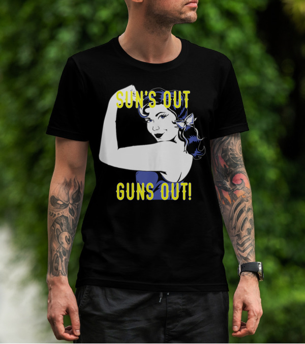 Sun's Out Guns Out Iconic Rosie The Riveter Motif T-Shirt