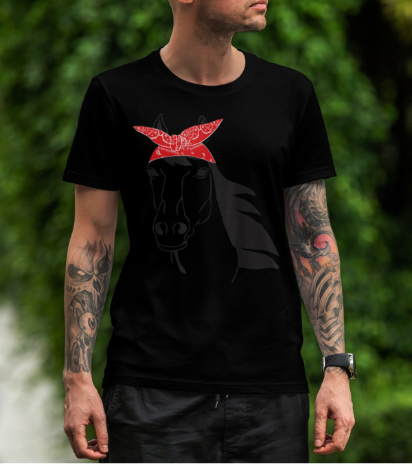 Funny Horse Lover Cowgirl Western Bandanna Red Bandana T-Shirt