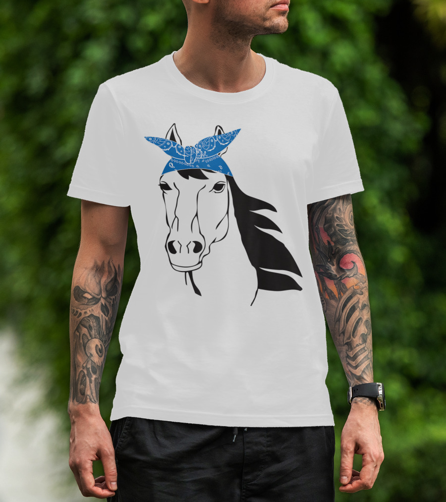 Cowgirl Horse Mom Farm Country Girl With Blue Bandana T-Shirt