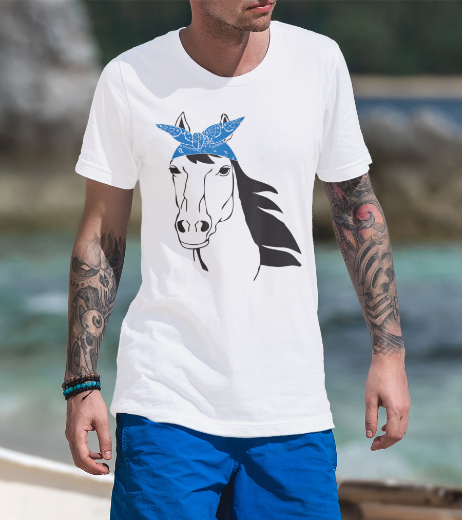 Cowgirl Horse Mom Farm Country Girl With Blue Bandana T-Shirt