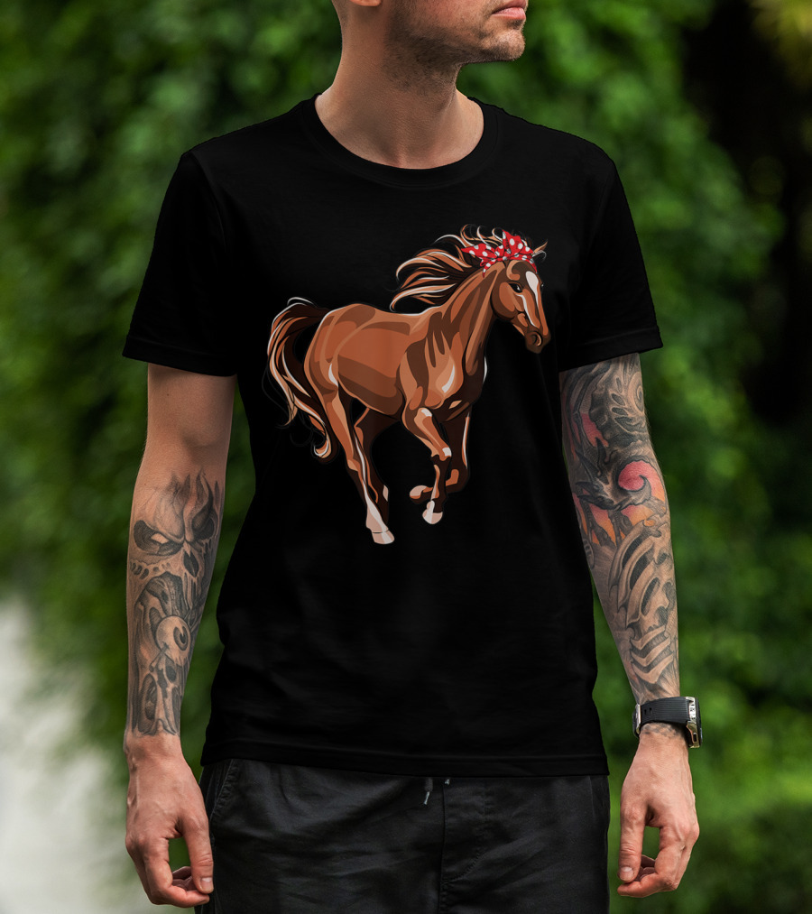 Funny Horse Mom Red Bandana T-Shirt