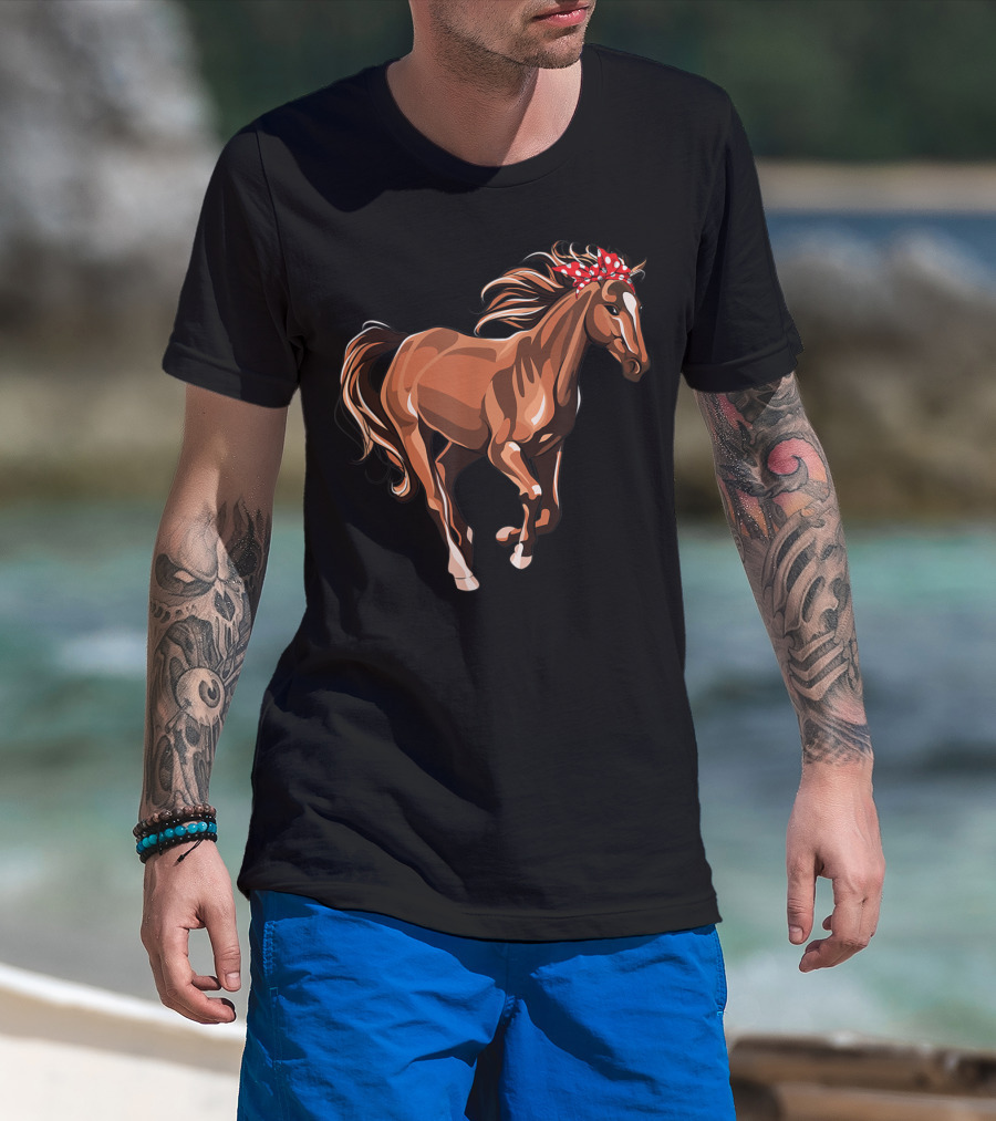 Funny Horse Mom Red Bandana T-Shirt