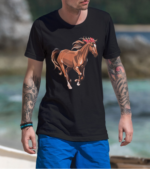 Funny Horse Mom Red Bandana T-Shirt
