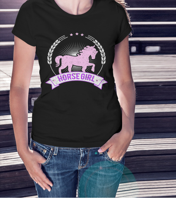 Horse Girl Equitation Riding Horse Lovers Emblem T-Shirt