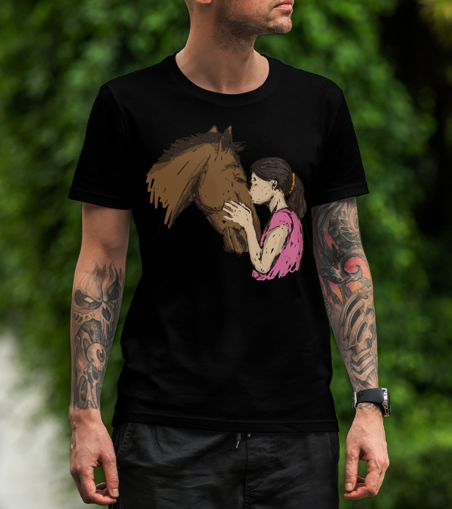 Girl Kissing A Horse Riding Companionship T-Shirt