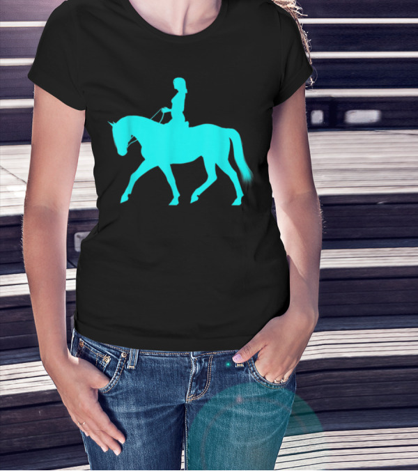 Girl Riding Horse Light Blue T-Shirt