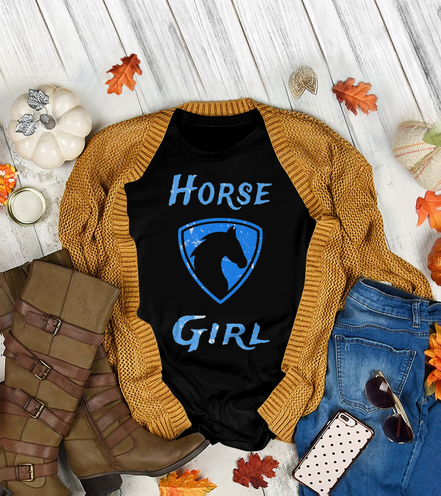 Horse Girl Distressed Badge Look T-Shirt