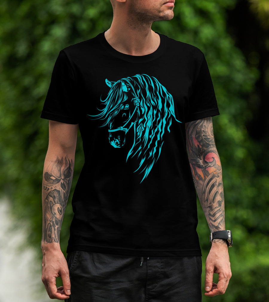 Glowing Forelock Horse Blueprint T-Shirt