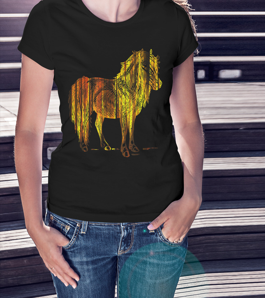 Golden Sparkling Horse Illuminated Elegance T-Shirt