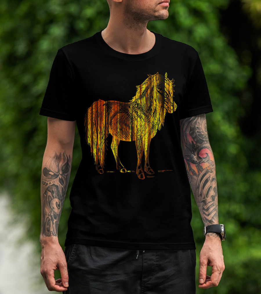 Golden Sparkling Horse Illuminated Elegance T-Shirt