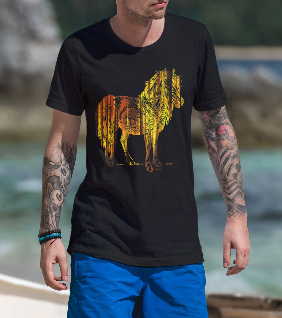 Golden Sparkling Horse Illuminated Elegance T-Shirt