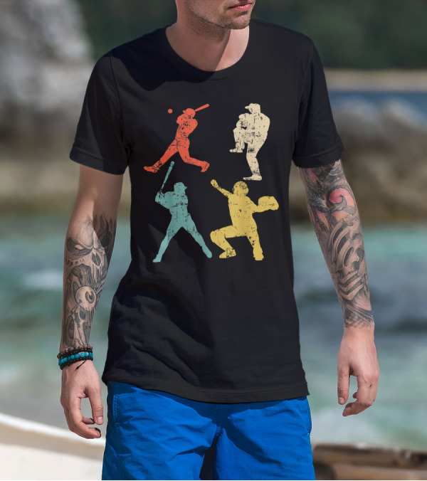 Retro 70s 80s Softball Player T-Shirt