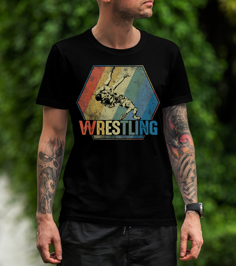 Retro Style Wrestling Throwdown Classic Sports Action T-Shirt