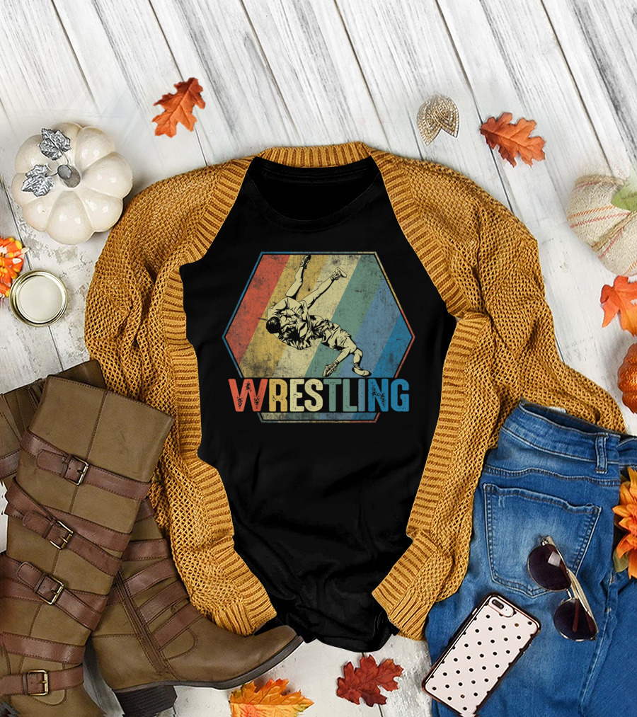 Retro Style Wrestling Throwdown Classic Sports Action T-Shirt