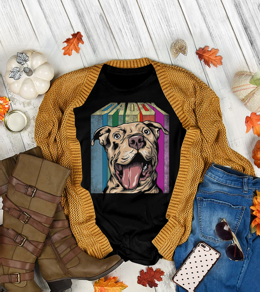 Daddy Colorful Pitbull Dog T-Shirt