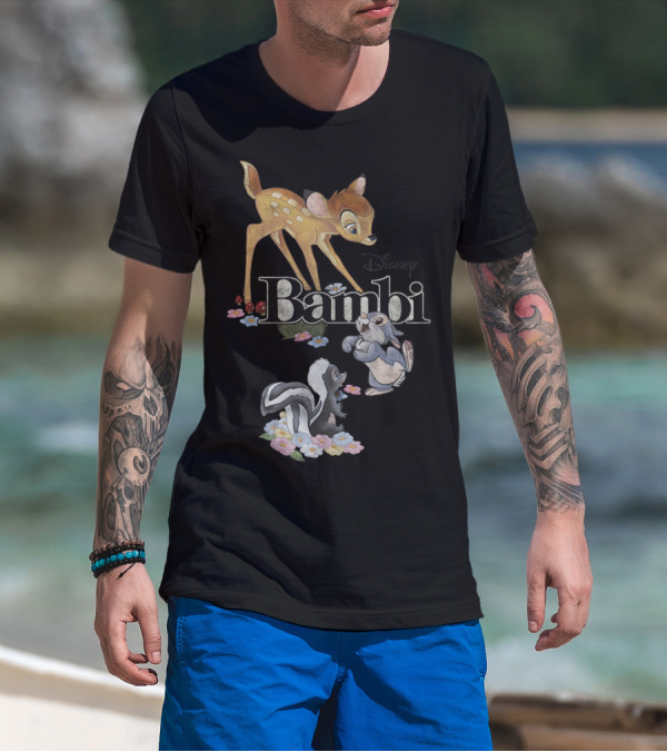 Disney Bambi Classic Group Shot Bambi Flower Thumper T-Shirt