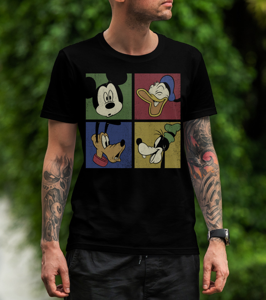 Disney Mickey Donald Pluto Goofy Classic Comic Group T-Shirt