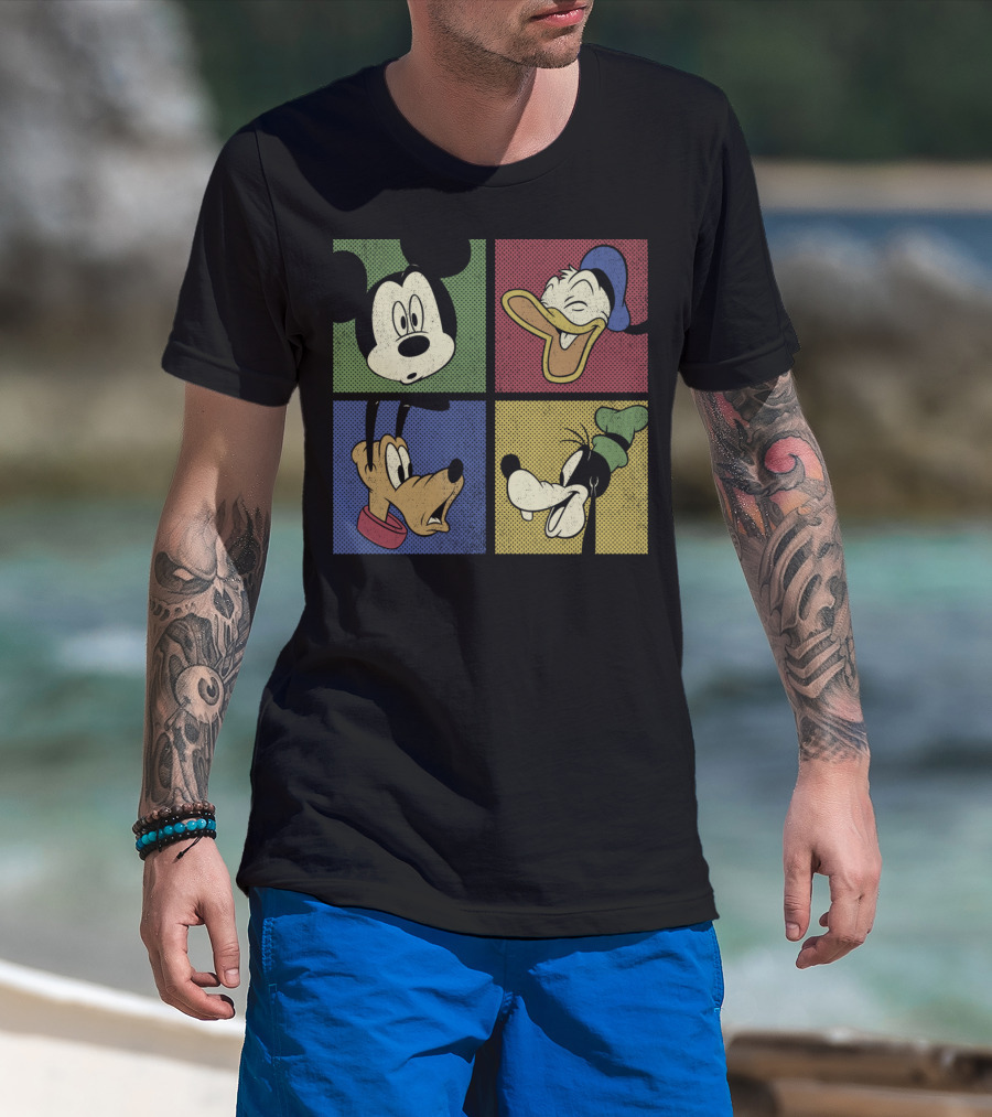Disney Mickey Donald Pluto Goofy Classic Comic Group T-Shirt