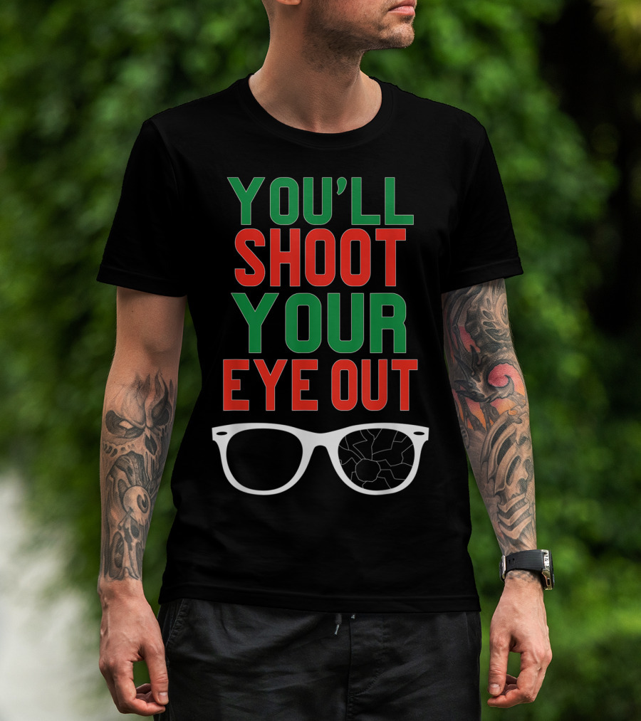You'll Shoot Your Eye Out Funny Classic Christmas Glasses Cracked Lens T-Shirt