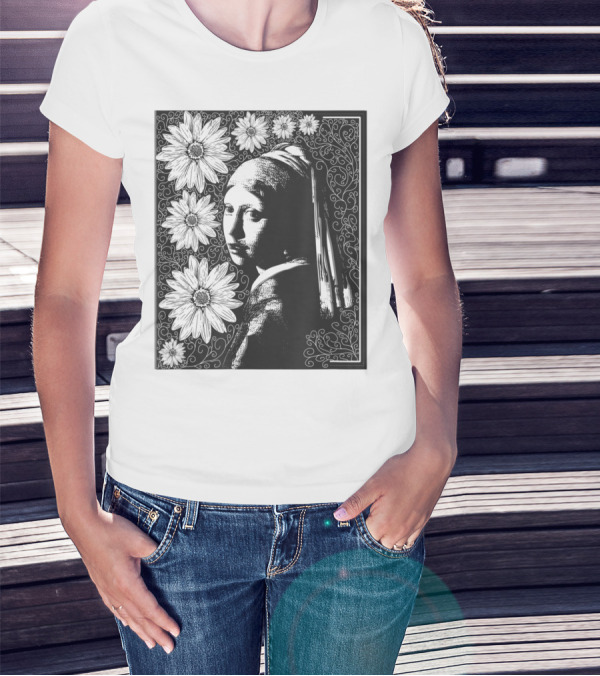 Girl With A Pearl Earring Floral T-Shirt