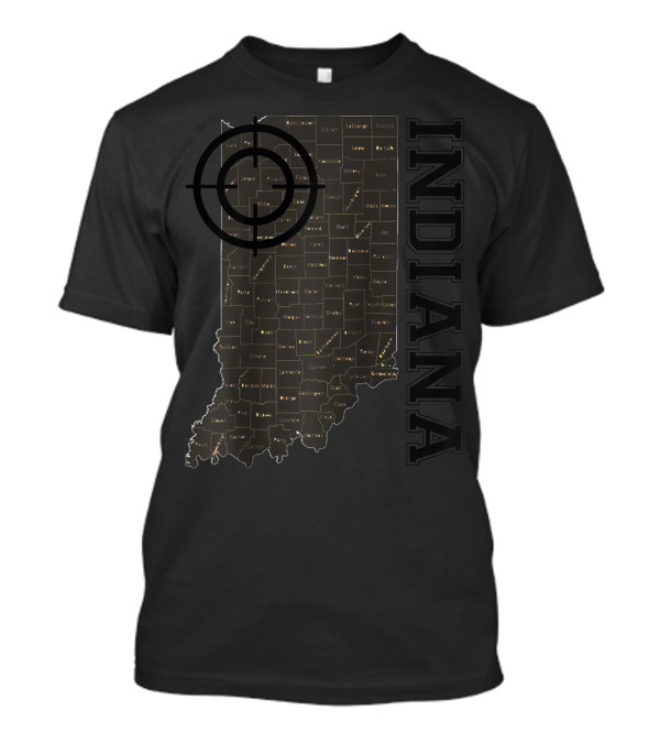 Indiana Map County Outline Vintage Classic Black EJ Maze T-Shirt
