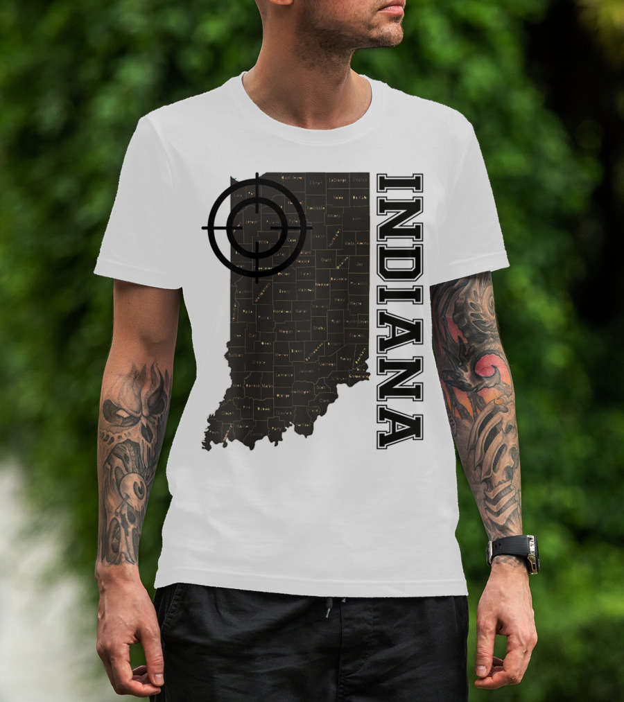 Indiana Map County Outline Vintage Classic Black EJ Maze T-Shirt