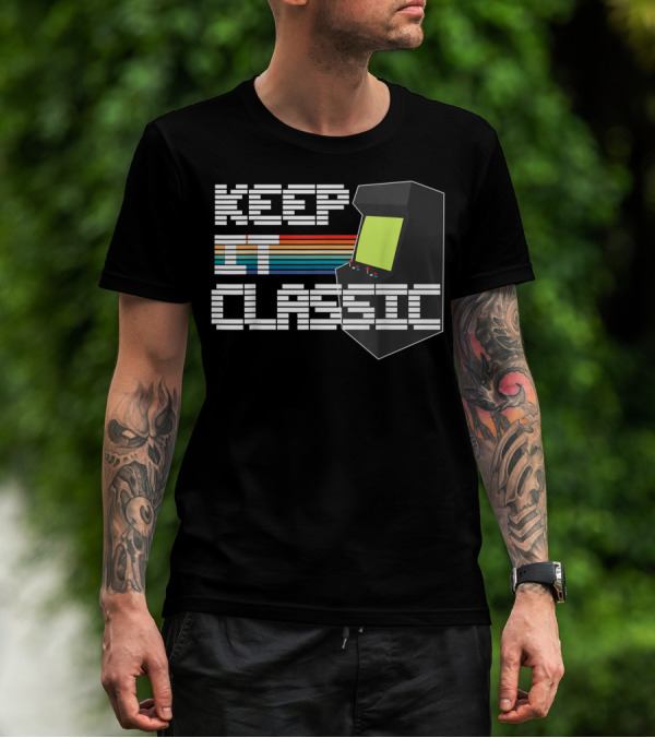 Keep It Classic Men's Vintage Gamer 8Bit Arcade Cabinet T-Shirt