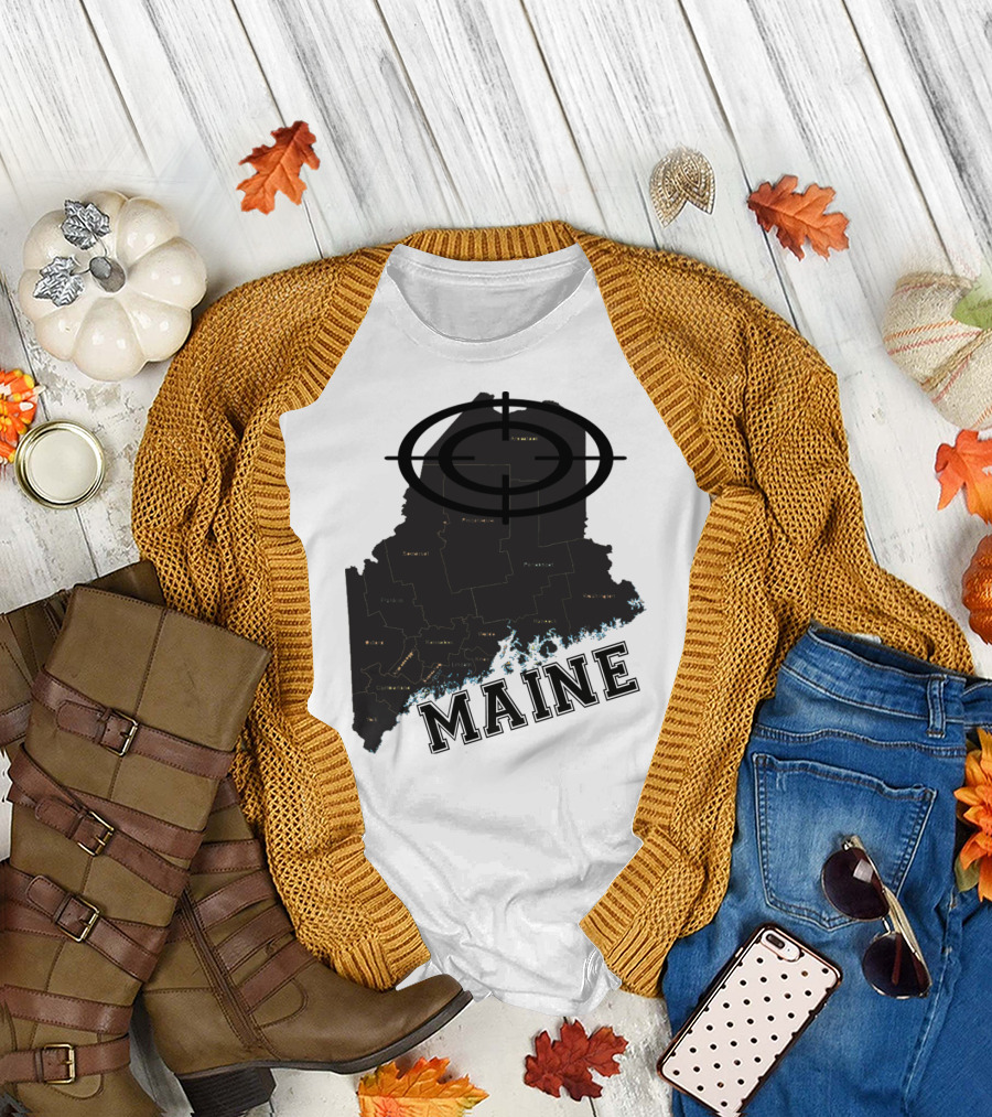 Maine Maps Classic Vintage Fun Target Overlay T-Shirt