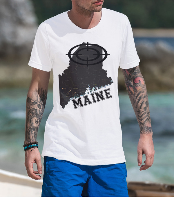 Maine Maps Classic Vintage Fun Target Overlay T-Shirt