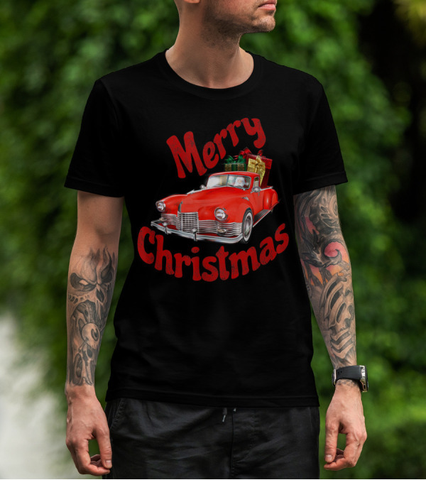 Merry Christmas Classic Car With Presents T-Shirt